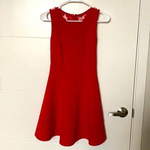 Red cocktail dress with lace back